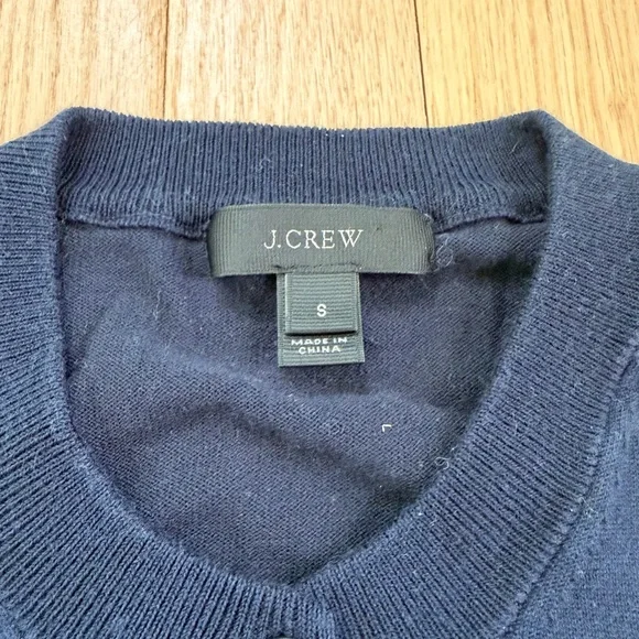 J.Crew Navy Embroidered Cardigan Size Small Button Front Sweater - Picture 4 of 5